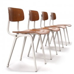 Set of 4 wooden Revolt chairs designed by Friso Kramer